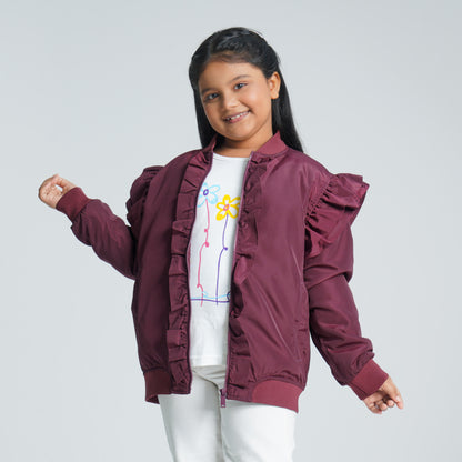 Girls Maroon Bomber
