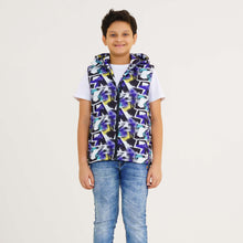 Load image into Gallery viewer, Boys Blue Printed Husky Jacket
