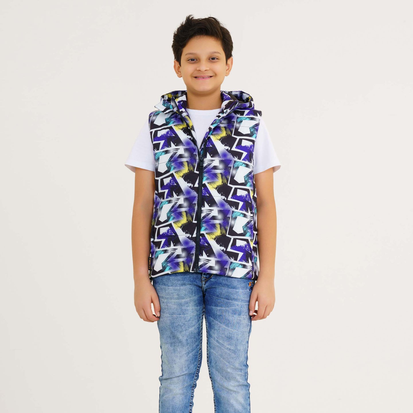 Boys Blue Printed Husky Jacket