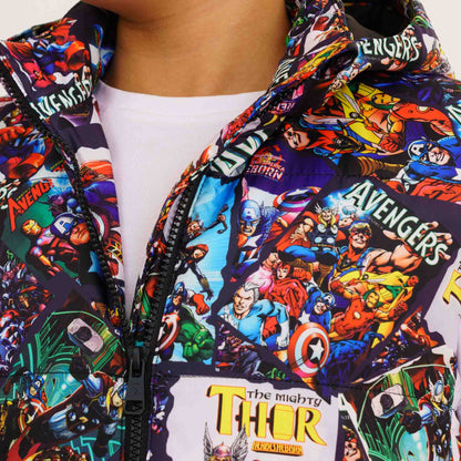 Boys Red Printed Husky Jacket