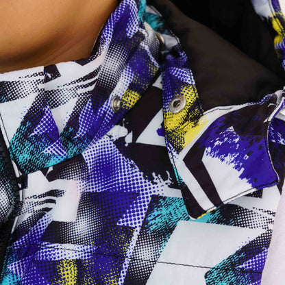 Boys Blue Printed Husky Jacket