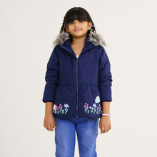 Load image into Gallery viewer, Baby Girls Navy Quilted Jacket
