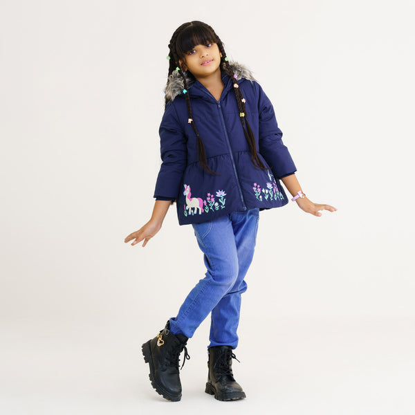 Baby Girls Navy Quilted Jacket