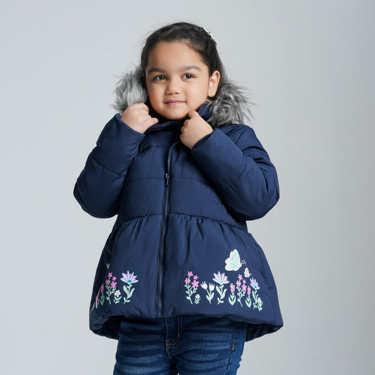 Baby Girl's Navy Quilted Jacket