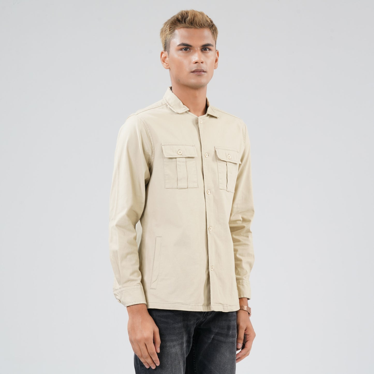 Men's Beige Shacket
