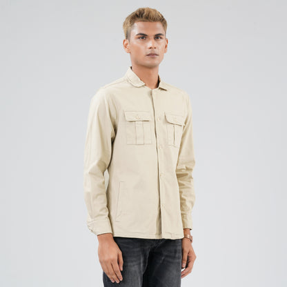 Men's Beige Shacket