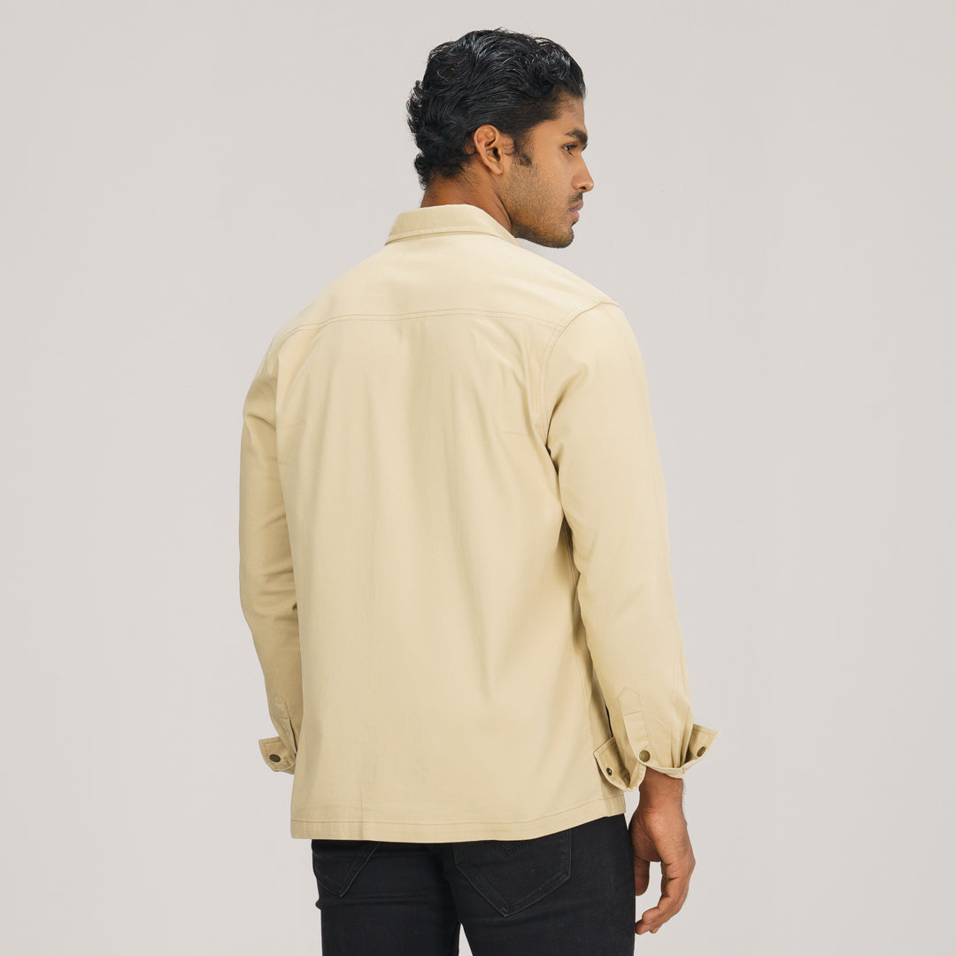 Mens Beige Shacket
