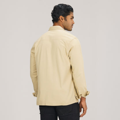 Mens Beige Shacket