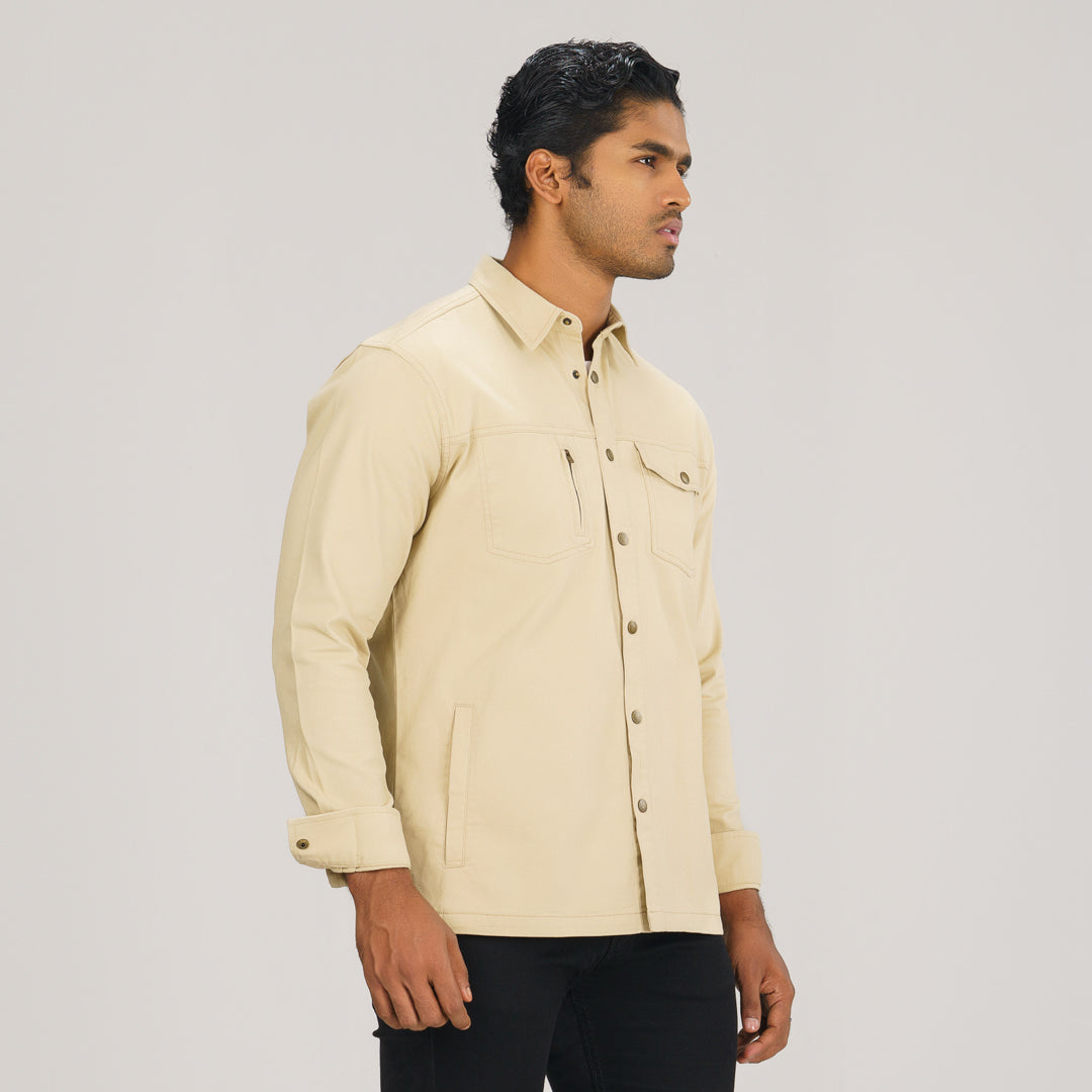 Mens Beige Shacket