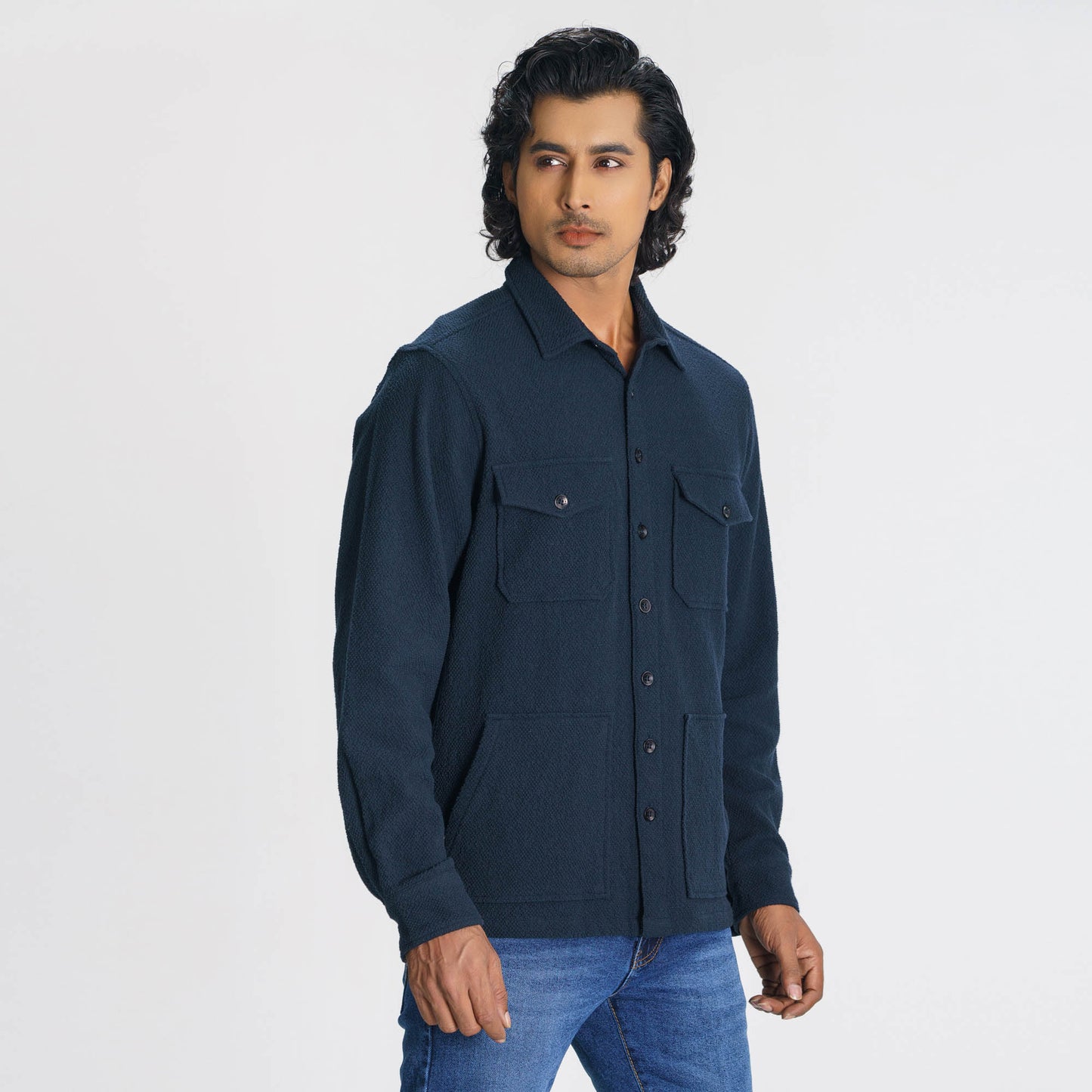 Mens Navy Shacket