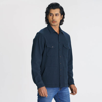 Mens Navy Shacket