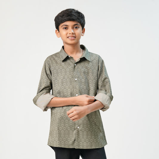 Boys Aop-Olive Ls Shirt