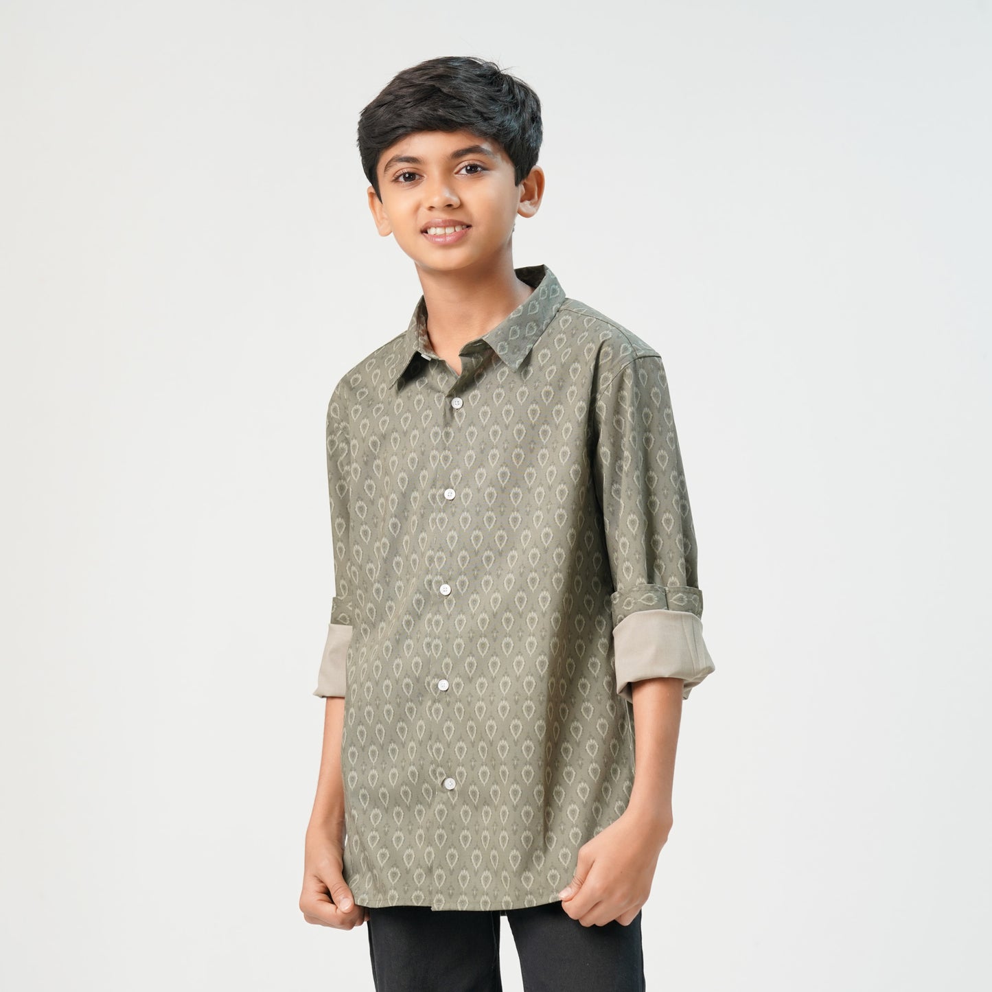 Boys Aop-Olive Ls Shirt