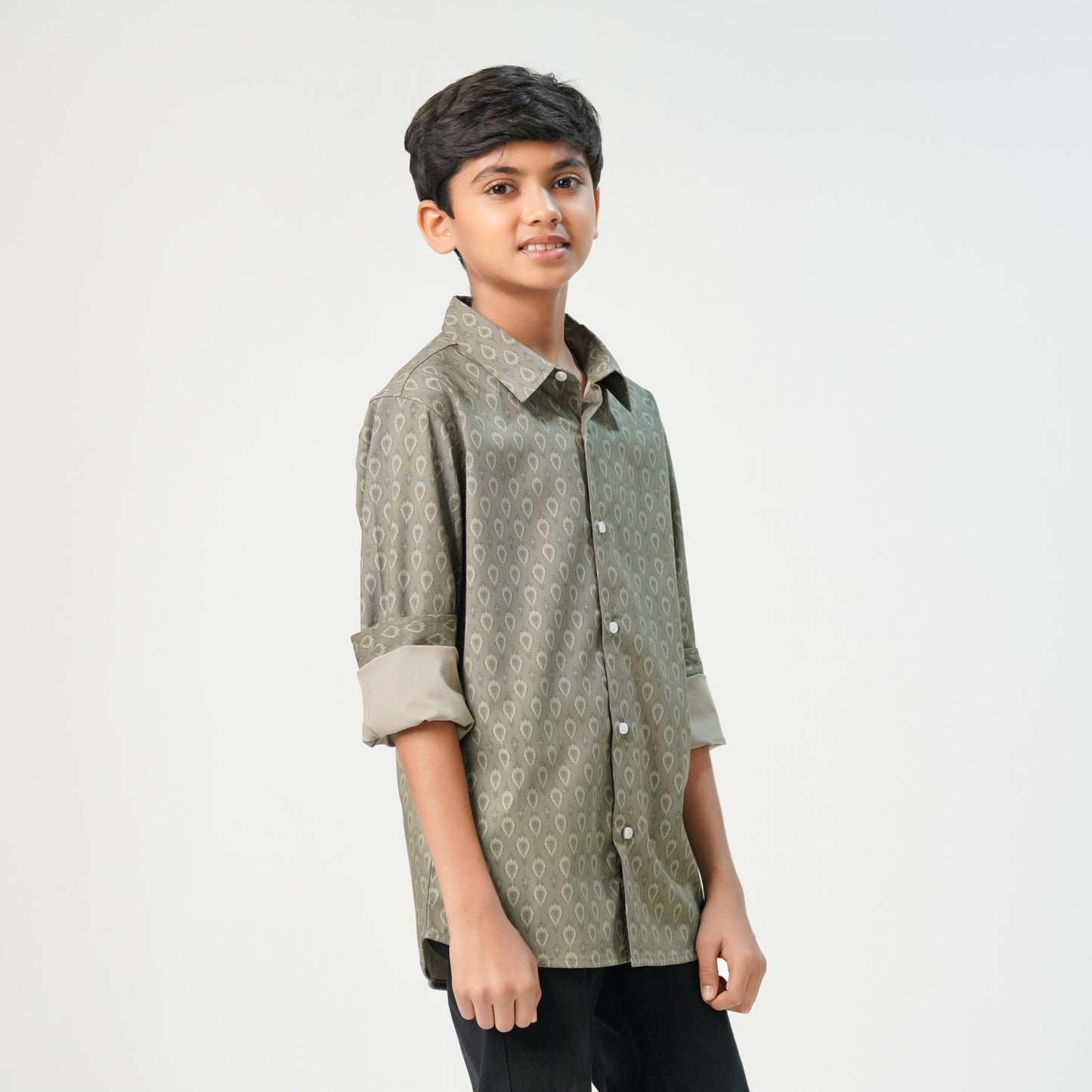 Boys Aop-Olive Ls Shirt