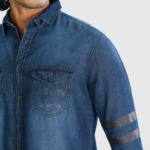 Men’s Printed Denim Shirt