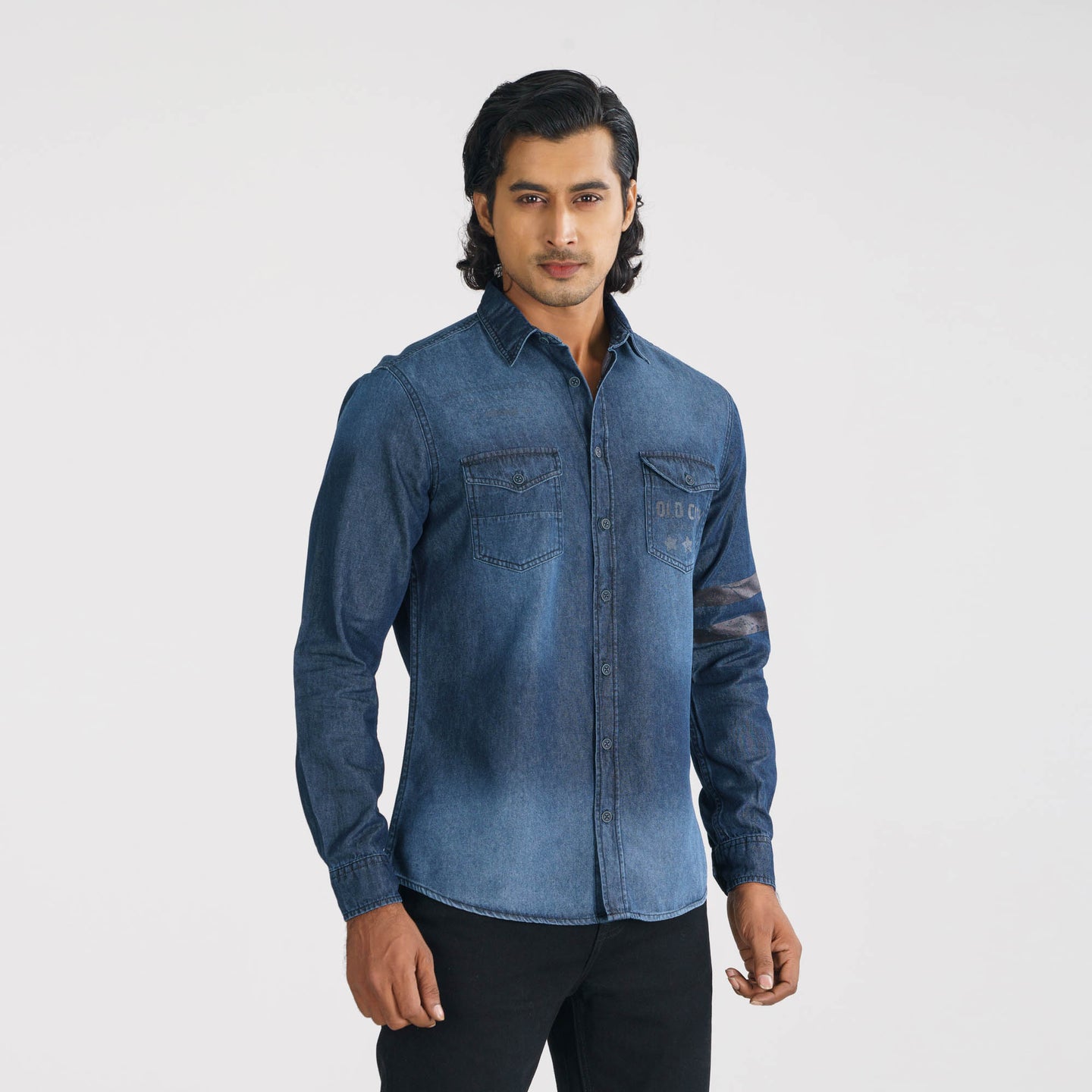 Men’s Printed Denim Shirt