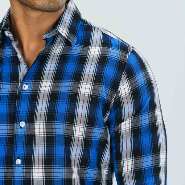 Mens Blue Check Shirt