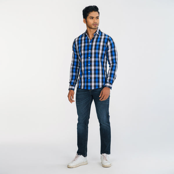 Mens Blue Check Shirt