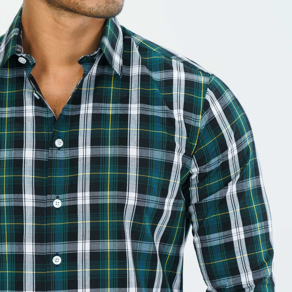 Men Green Check Shirt