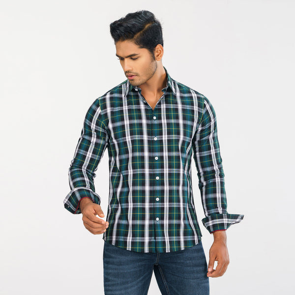 Men Green Check Shirt