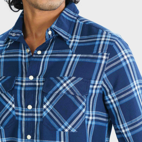 Mens Blue Check Shirt