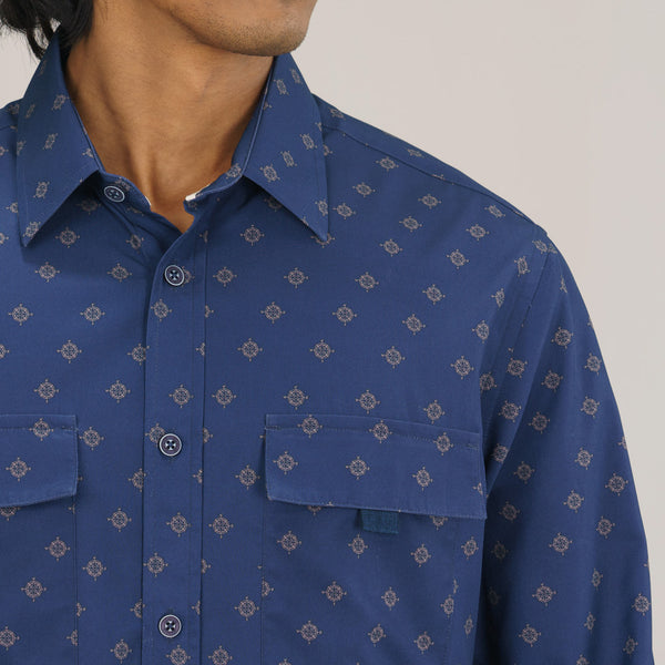 Mens Blue Aop L/S Shirt