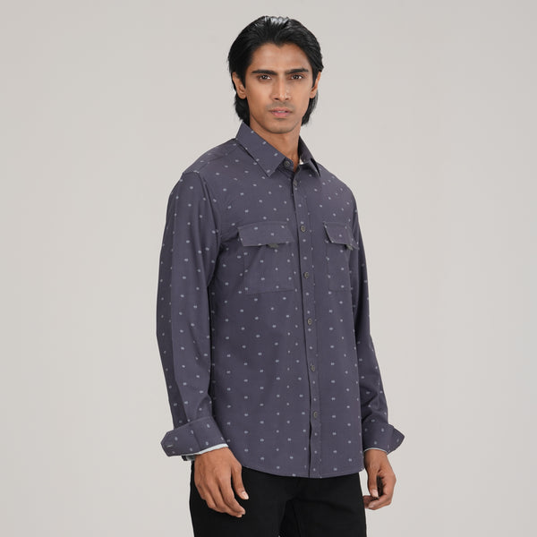 MENS L/S SHIRT-AOP BLACK