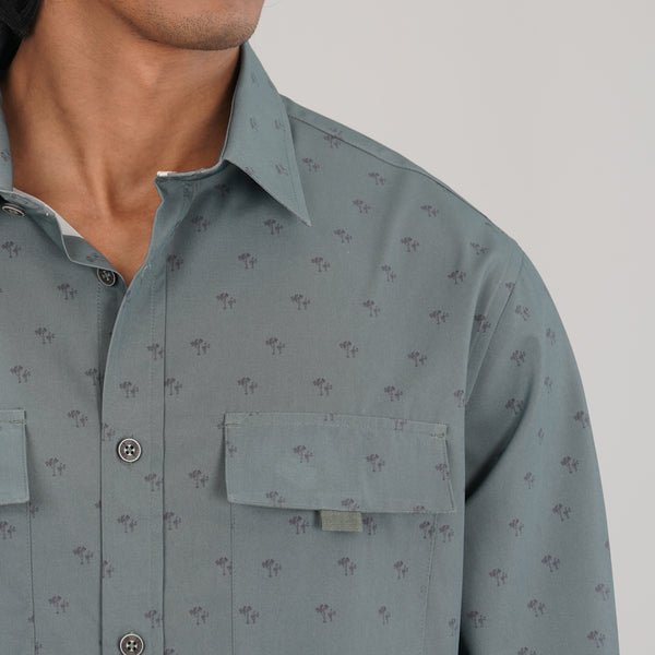 MENS L/S SHIRT-AOP GREEN