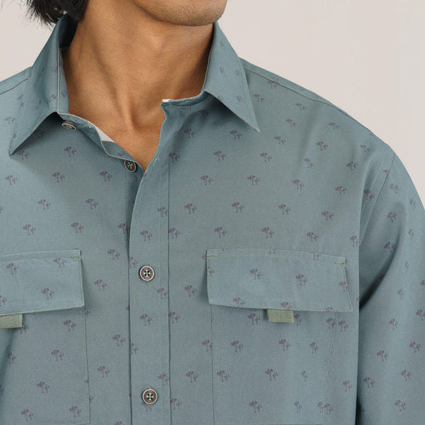 Mens Green Aop L/S Shirt