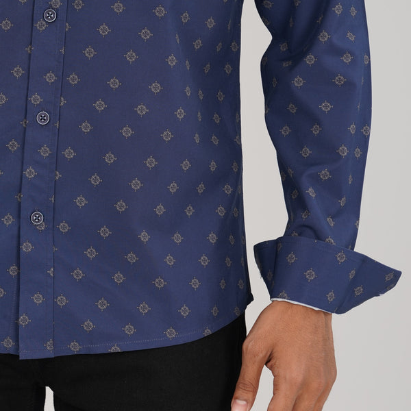 Mens Blue Aop L/S Shirt