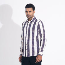 Load image into Gallery viewer, Men Brown Stripe Slim Fit Shirt
