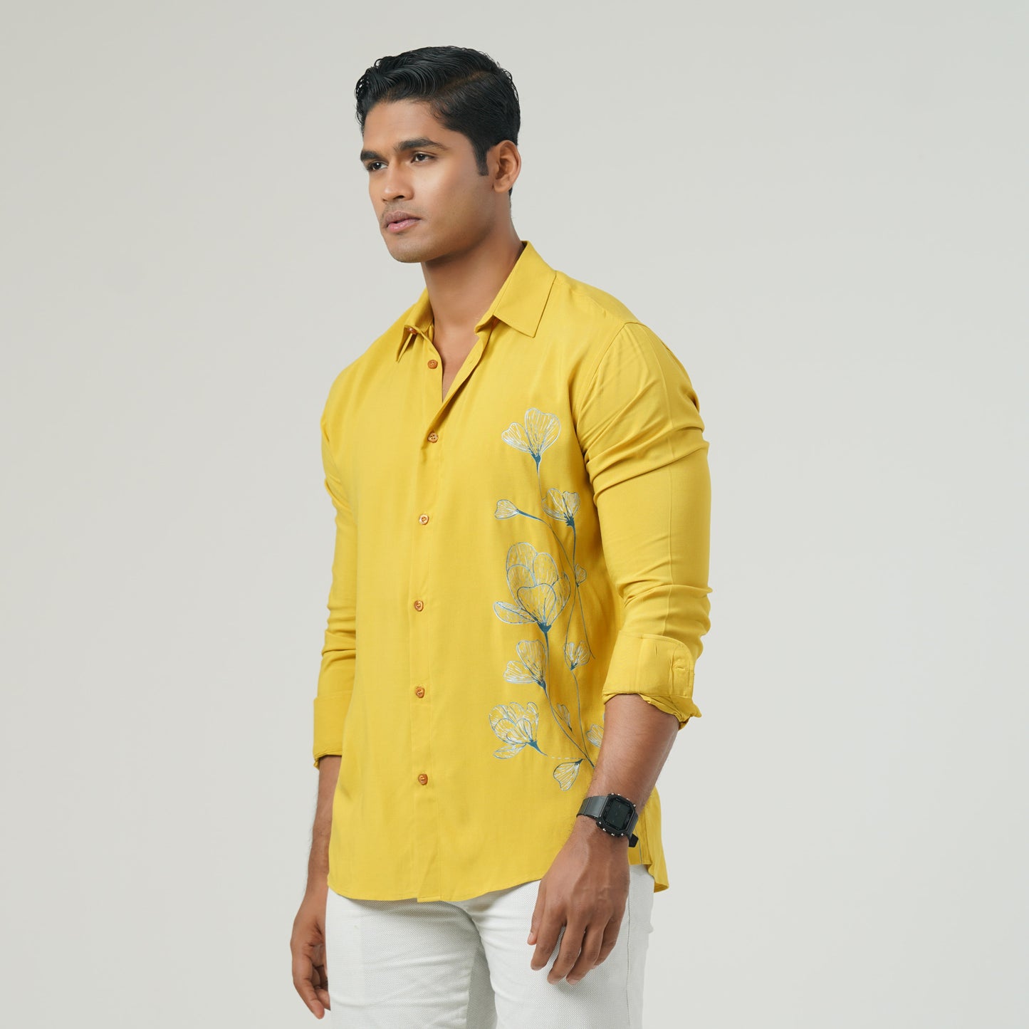 Mens Mustard Casual Shirt