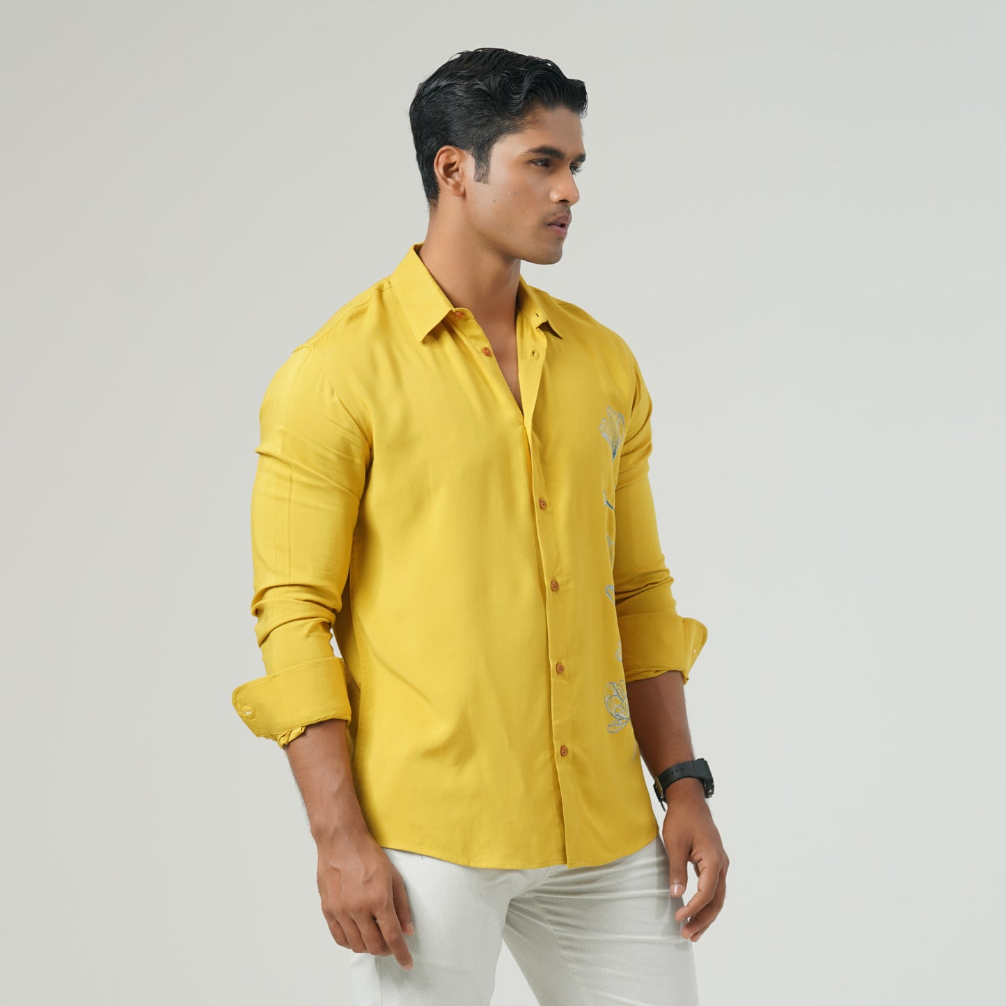 Mens Mustard Casual Shirt