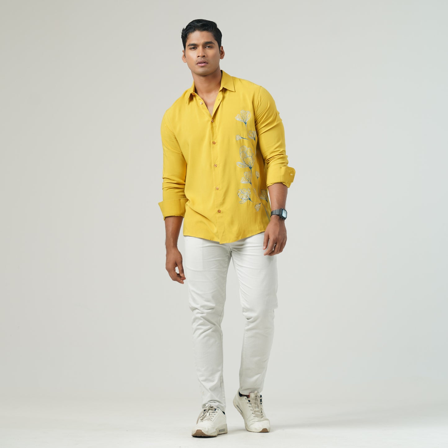 Mens Mustard Casual Shirt