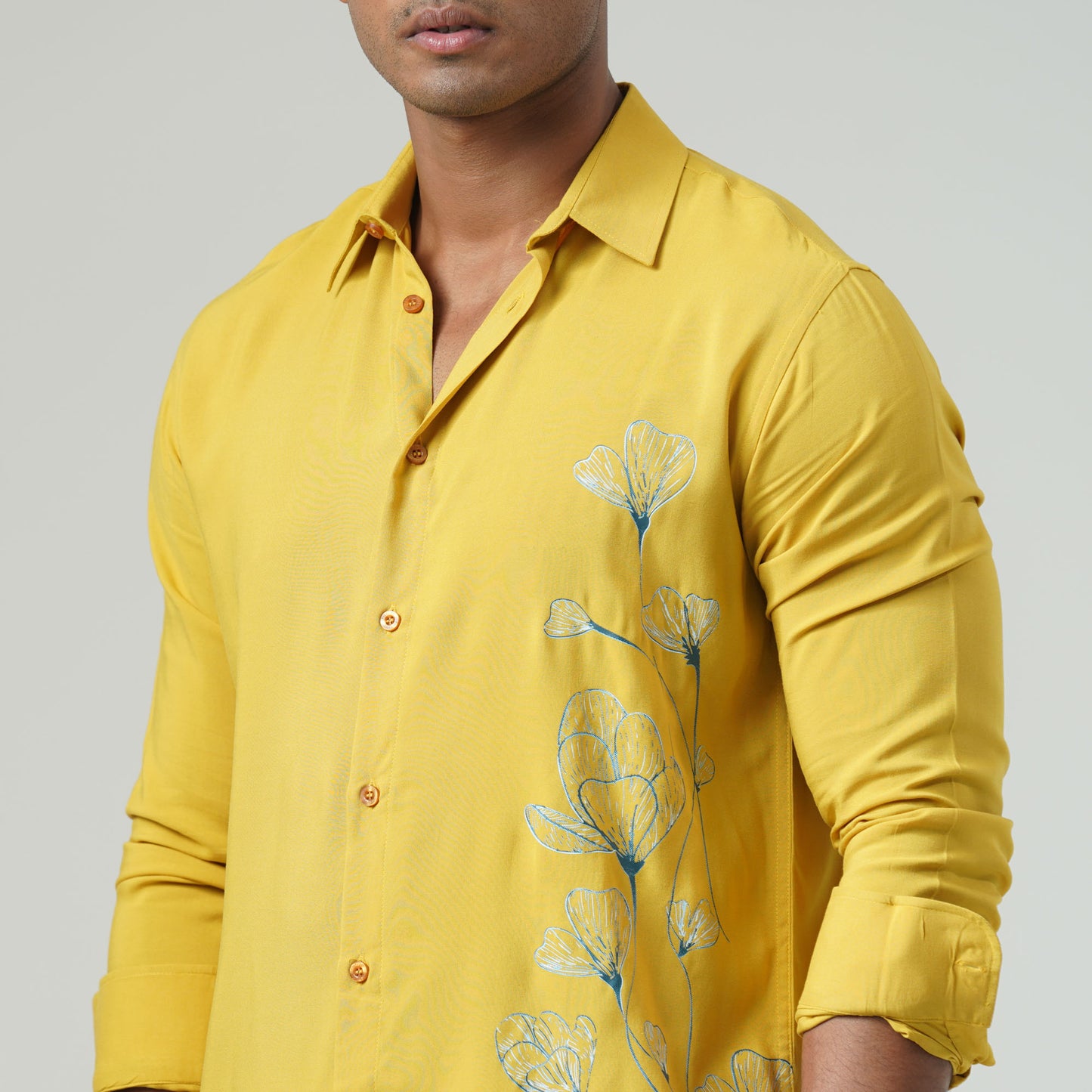 Mens Mustard Casual Shirt