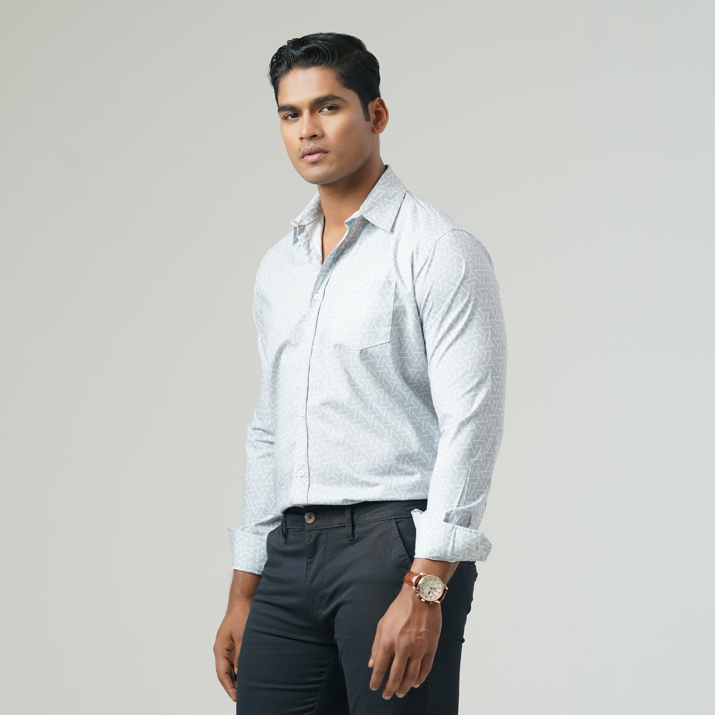 Mens Gray Casual Shirt