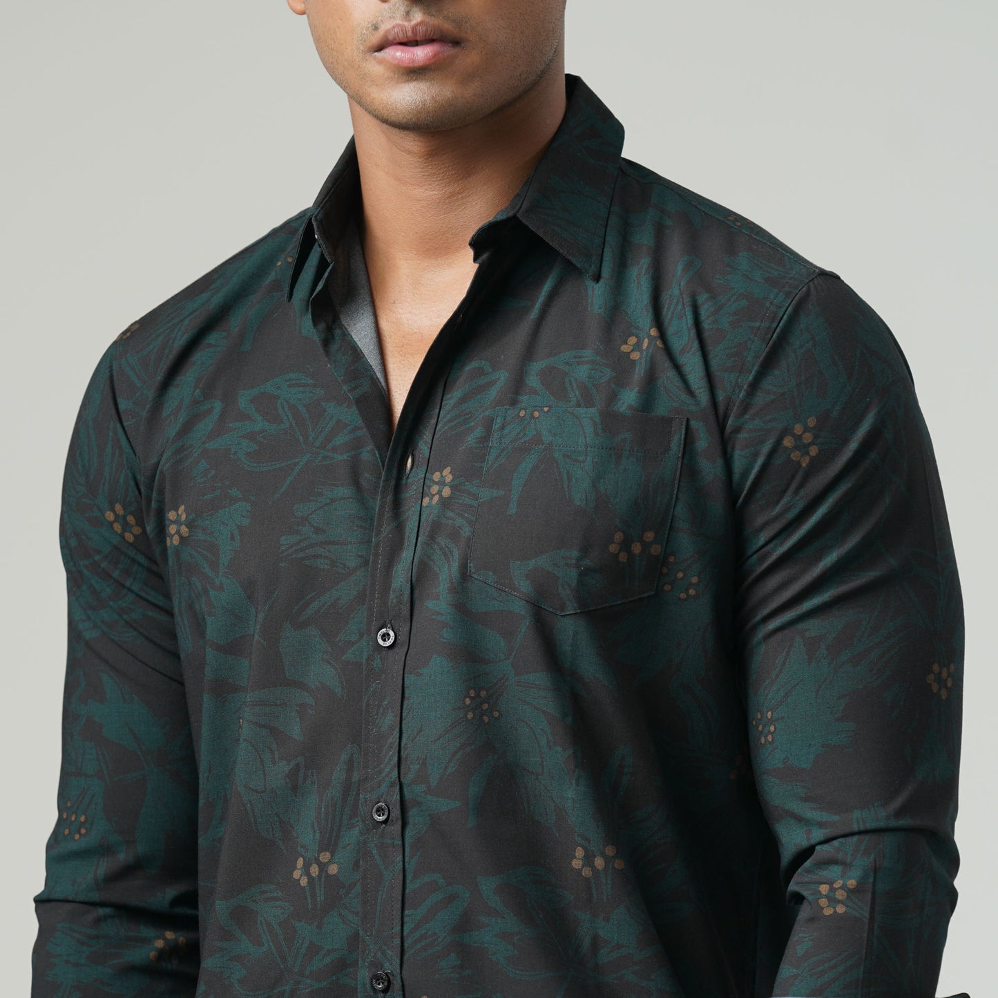 Mens Green Aop Casual Shirt