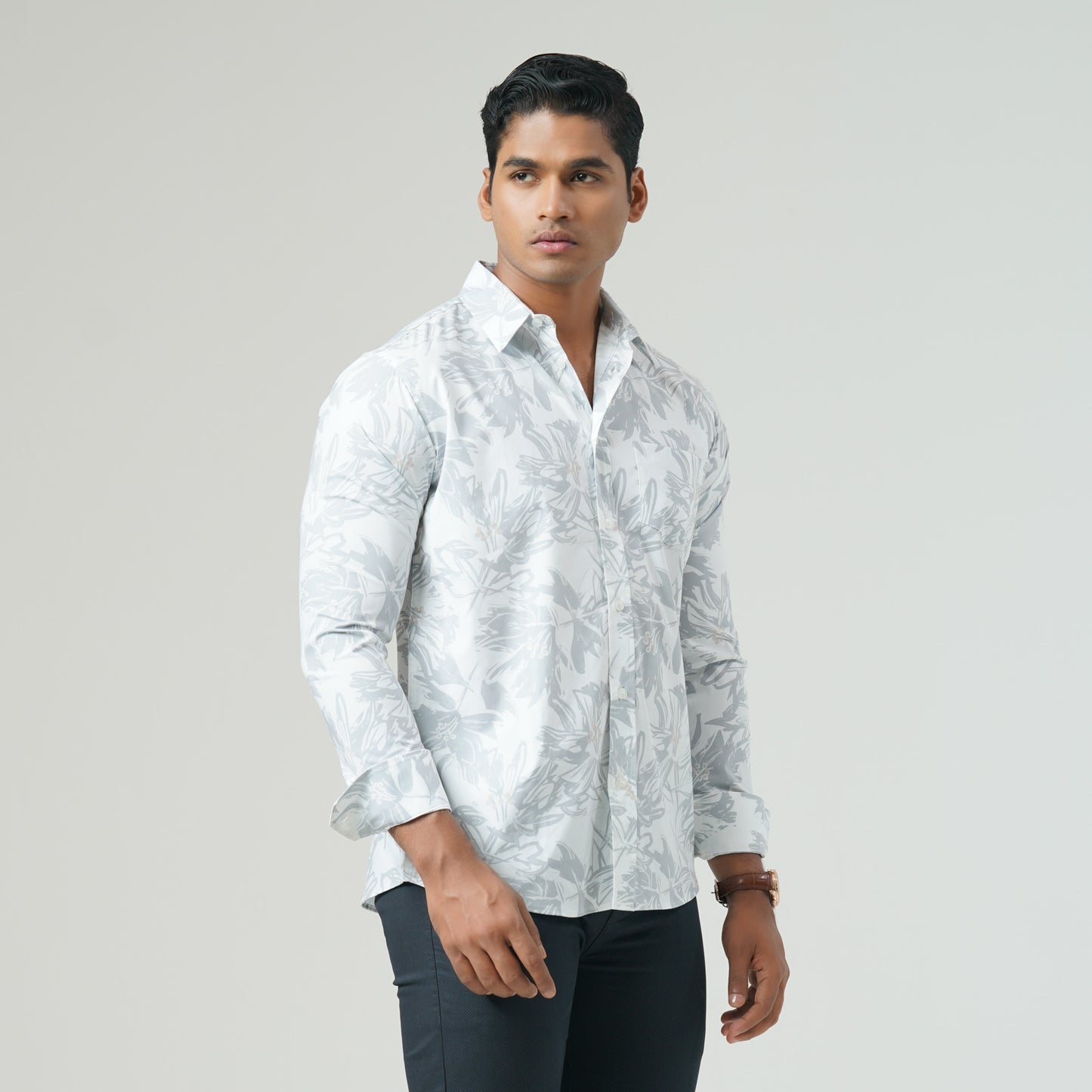 Mens White Aop Casual Shirt