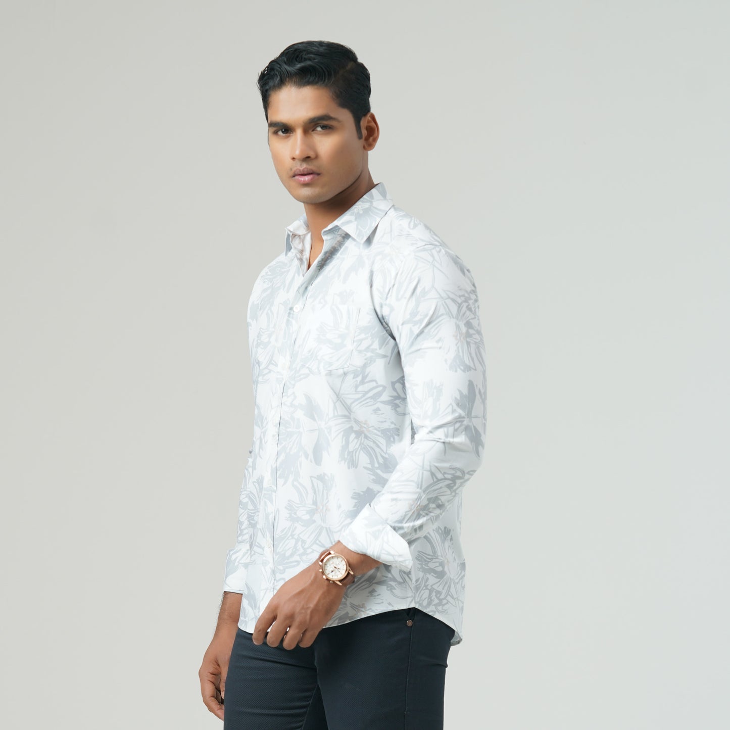 Mens White Aop Casual Shirt