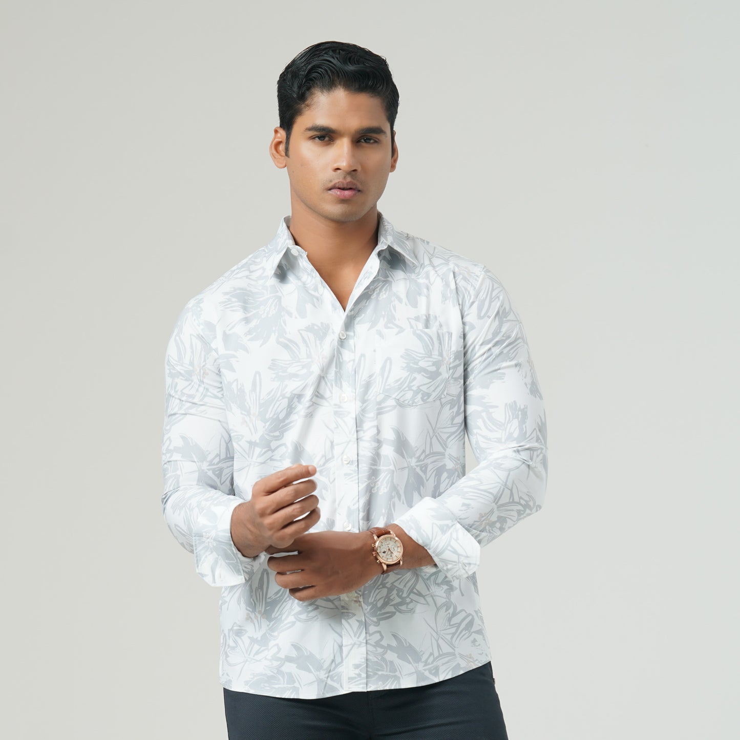 Mens White Aop Casual Shirt