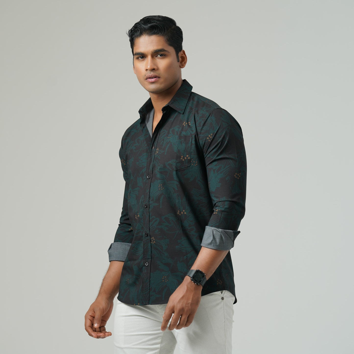 Mens Green Aop Casual Shirt