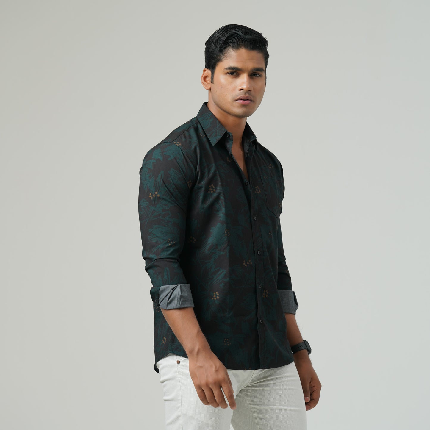 Mens Green Aop Casual Shirt