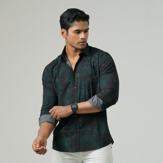 Mens Green Aop Casual Shirt