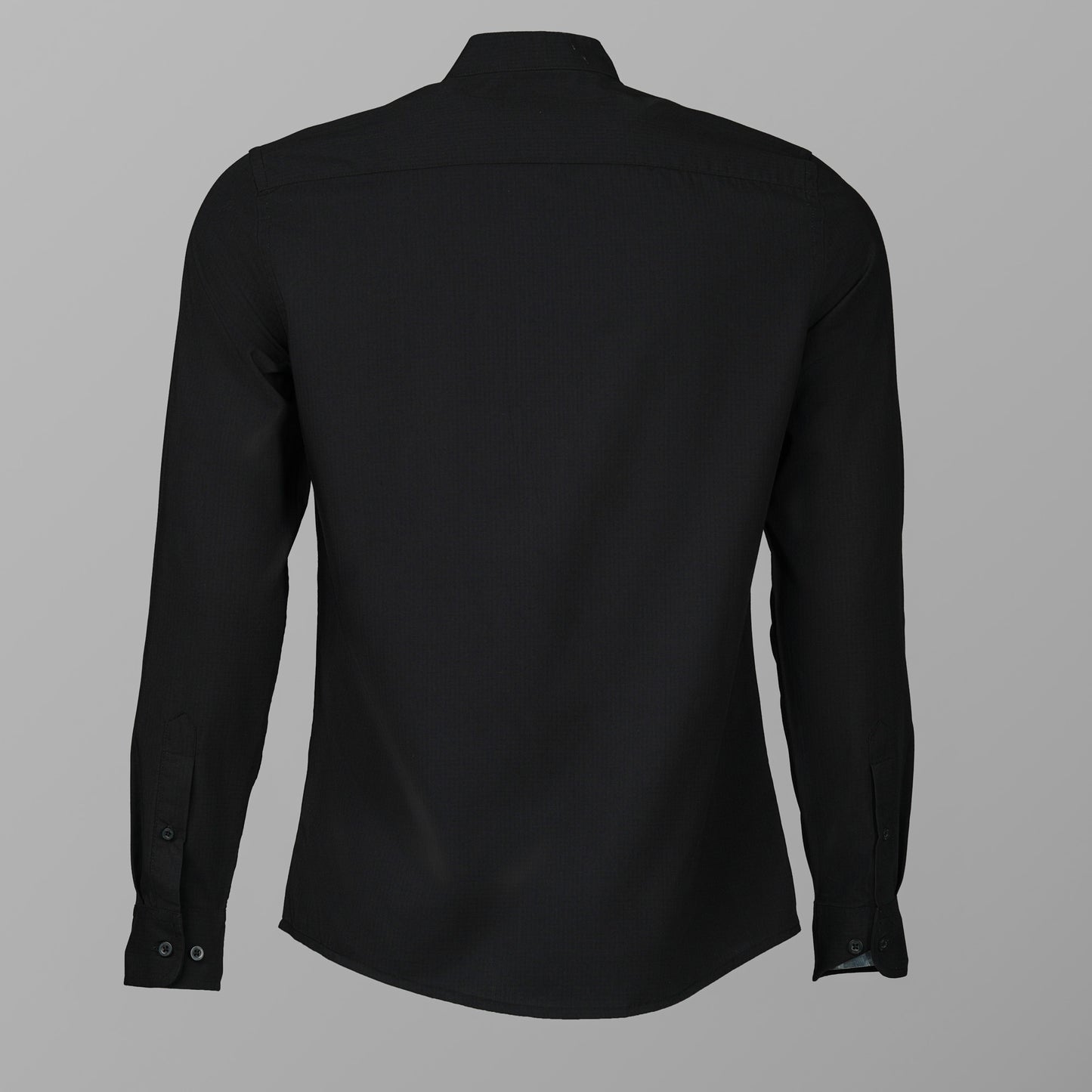 Mens Black Band Collar Shirt