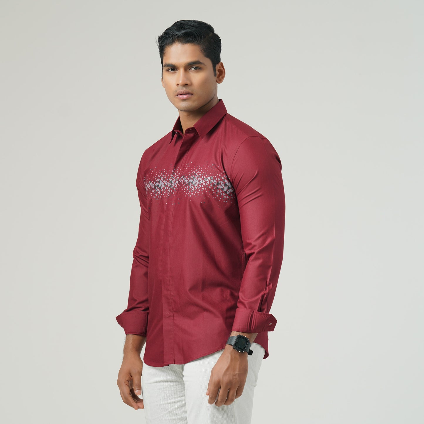 Mens Maroon L/S Shirt