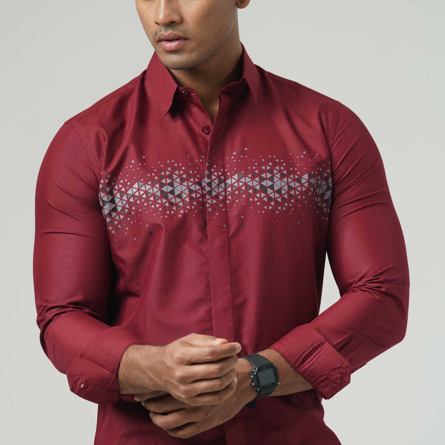 Mens Maroon L/S Shirt