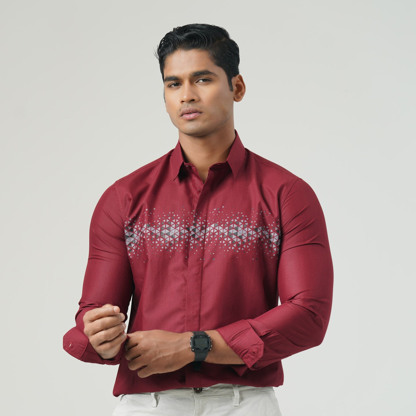 Mens Maroon L/S Shirt