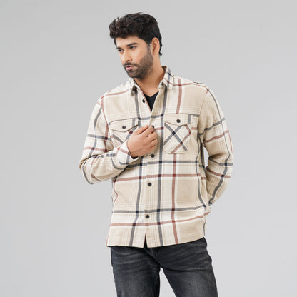 Mens Golden Check Shacket