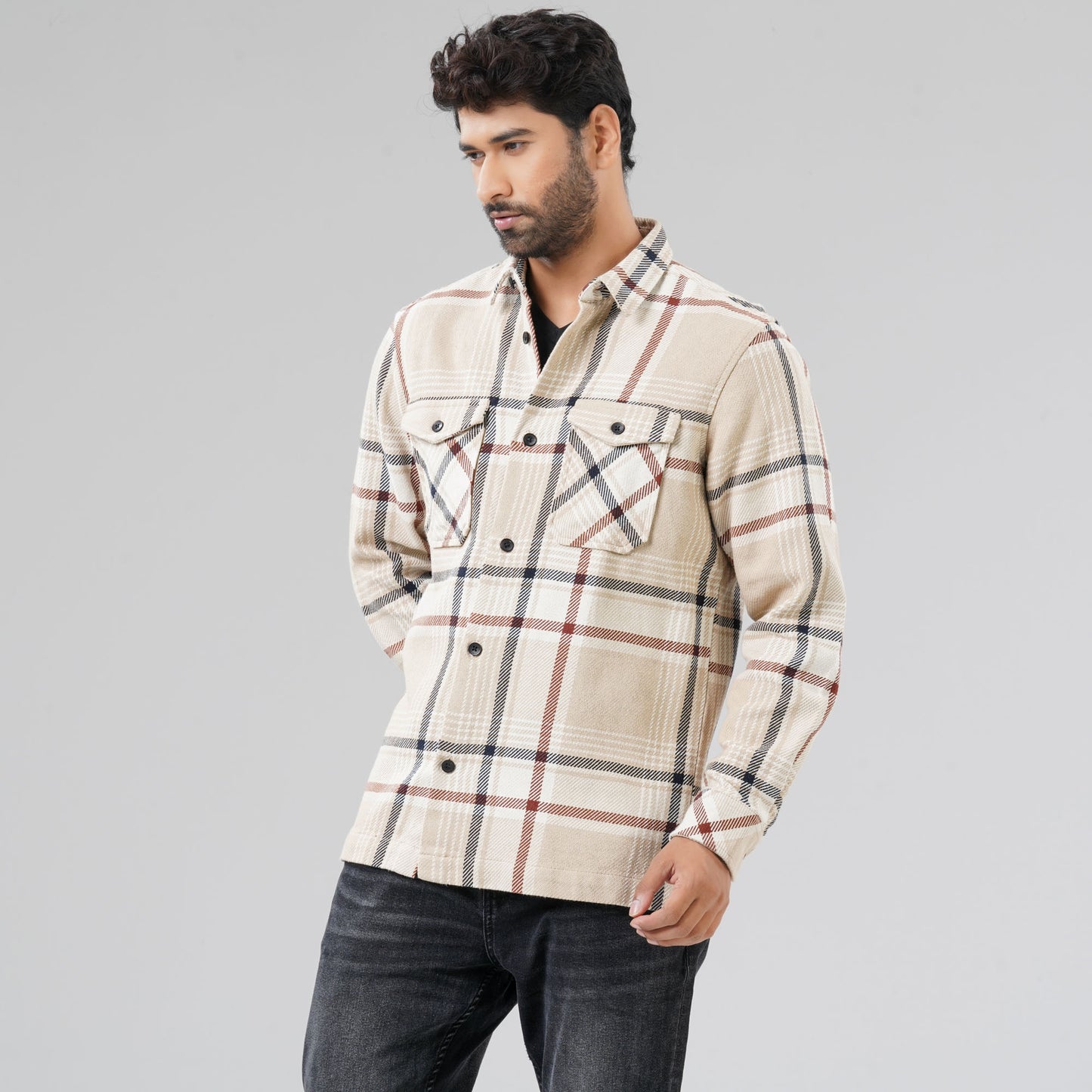 Mens Golden Check Shacket