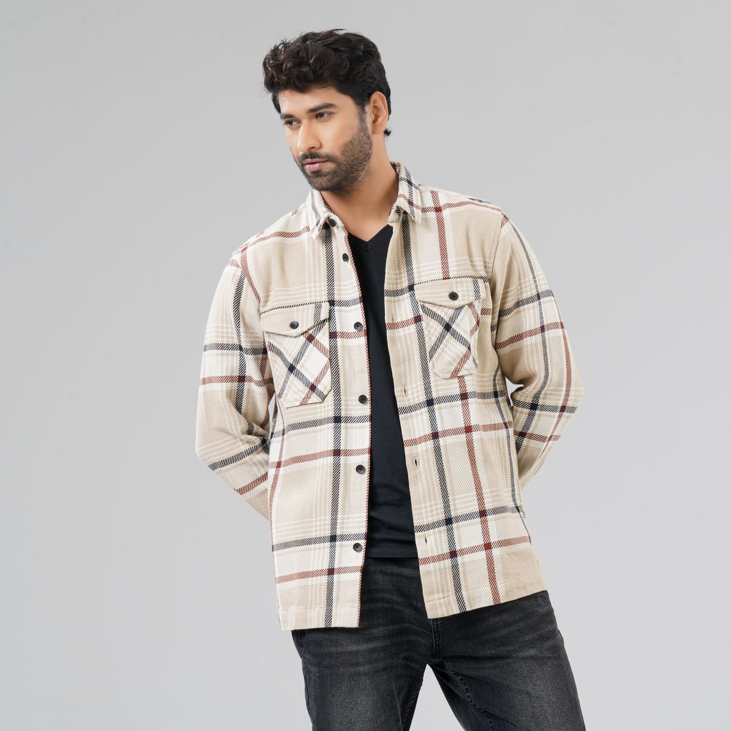 Mens Golden Check Shacket